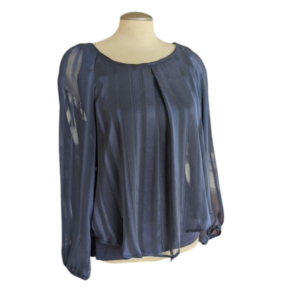 Apt 9 blue sheer blouse with built in tank, size medium - Picture 2 of 4